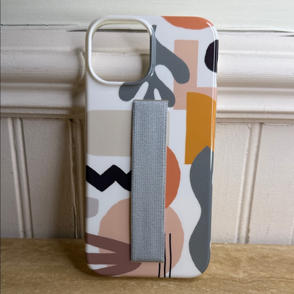 Abstract Pattern Phone Case with Strap - Multicolor